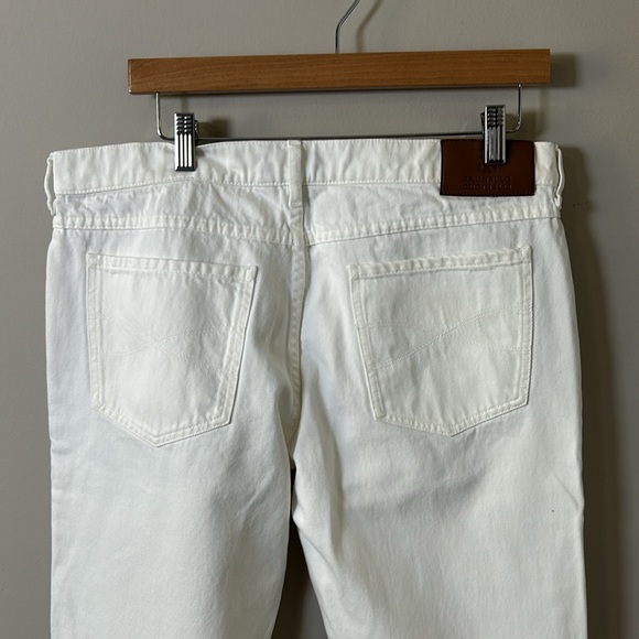 BRUNELLO CUCINELLI Mens Slim Fit Straight Leg Logo Embroidered Jeans White 35x32 - Picture 8 of 16